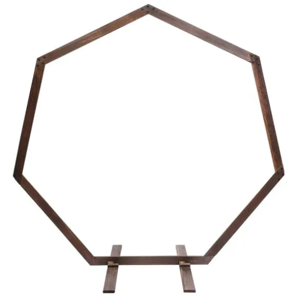 Geometrisk bryllupsbue i træ - Baggrundsstativ - Retro stil - Poleret finish - Længde 2,24 m - Højde 2,19 m - Str. M - Brun