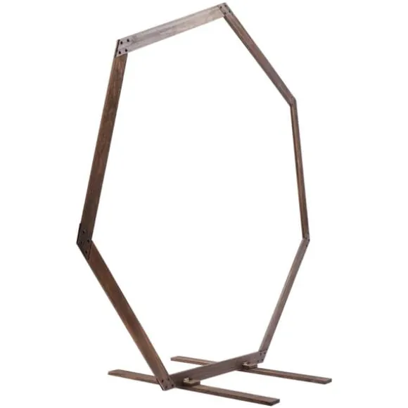Geometrisk bryllupsbue i træ - Baggrundsstativ - Retro stil - Poleret finish - Længde 2,24 m - Højde 2,19 m - Str. M - Brun