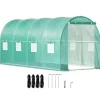 Gå-igennem tunnel drivhus, 15 x 7 x 7 ft. Bærbar med galvaniserede stålrammer, lynlåse og vinduer – perfekt til dine planter!