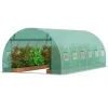 Gå-inden-til Tunnel Drivhus 19,36x9,68x6,5ft Galvaniseret Ramme, PE Cover, Grøn, Stort Plads, Holder Varme