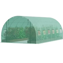Gå-inden-til Tunnel Drivhus 19,36x9,68x6,5ft Galvaniseret Ramme, PE Cover, Grøn, Stort Plads, Holder Varme