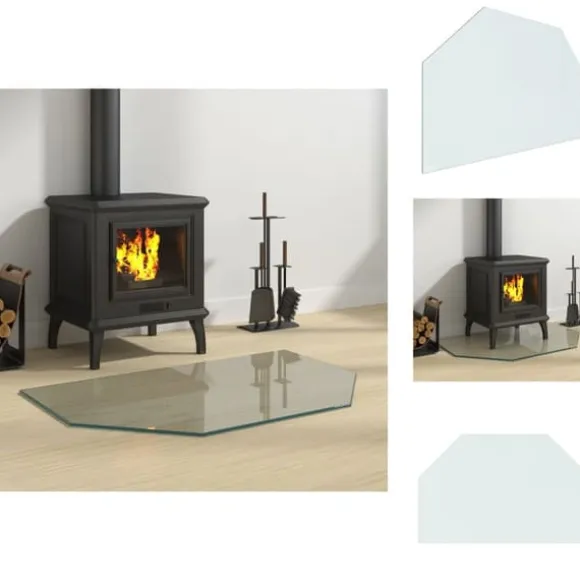 Glas - Living glasplade til pejs 80x50 cm sekskantet