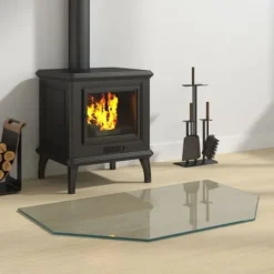 Glas - Living glasplade til pejs 80x50 cm sekskantet