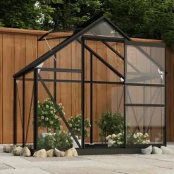 Glasdrivhus i aluminium - UV-bestandigt og varmeisoleret | Størrelse: 155x103x191 cm | Farve: Antracitgrå