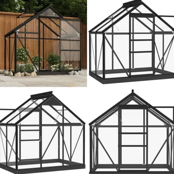 Glasdrivhus 155x103x191 cm aluminium antracitgrå - Drivhus - Drivhuse - Home & Living