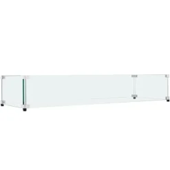 Glasvindafskærmning til bålbord 798 x 317 x 165 mm, robust hærdet glas, aluminiums hjørner, gummifødder, nem at samle.