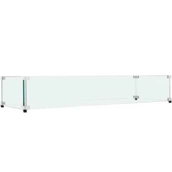 Glasvindafskærmning til bålbord 798 x 317 x 165 mm, robust hærdet glas, aluminiums hjørner, gummifødder, nem at samle.