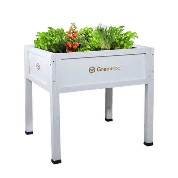 Greenspot Mini Drivhus med Overdækning til Altan og Terrasse 80x45x120 cm - Drivhus på en træplatform, Hævet træbed, Kold ramme med overdækning på høj | CDON