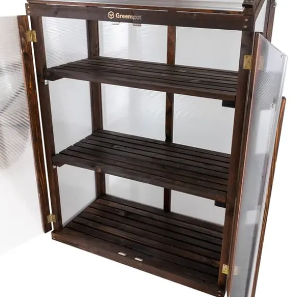 Greenspot Mini Drivhus til Altan og Terrasse 80 x 42 x 120 cm - Altandrivhus til overvintring af urter, blomster, frøplanter - Oprindelsesfarve Mørk R | CDON