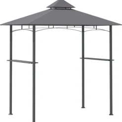 Grillpavillon 245x148x252 cm, flammehæmmende dobbelttag, grå – til altan & have