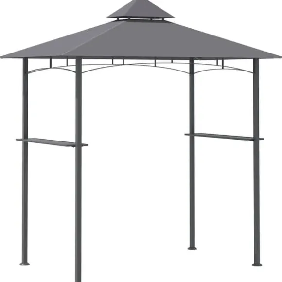 Grillpavillon 245x148x252 cm, flammehæmmende dobbelttag, grå – til altan & have