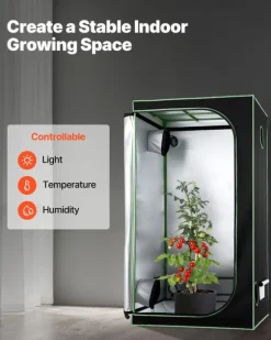 Grow Telt - Indendørs Plantetelt - 100x100x200 cm - 600D Højreflekterende Mylar - Observationsvindue - Aftagelig Gulvbakke - Robust Lynlås