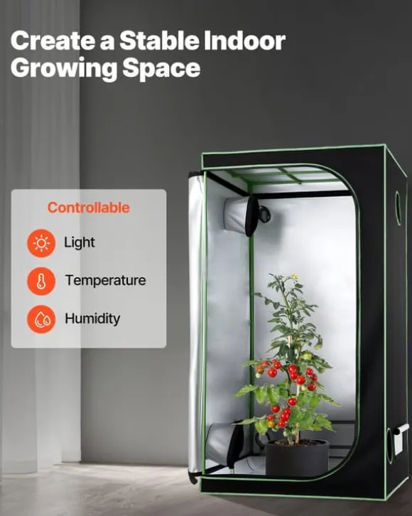 Grow Telt - Indendørs Plantetelt - 100x100x200 cm - 600D Højreflekterende Mylar - Observationsvindue - Aftagelig Gulvbakke - Robust Lynlås