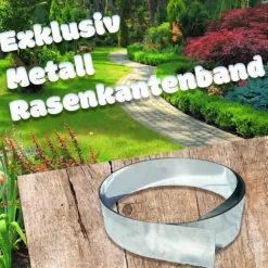 Græskant, Græskanter, Græsplæne kant, Bedkant, Plænekant, Havekant, Rabatkant metal alu/zink 20 cm x 10 meter, Længde gs:10 m, Bred:20 cm