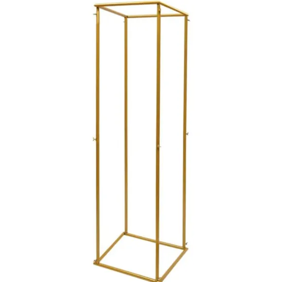 Guld metal blomsterstander, søjle til bryllupsbaggrund & plantehylde, 180 cm