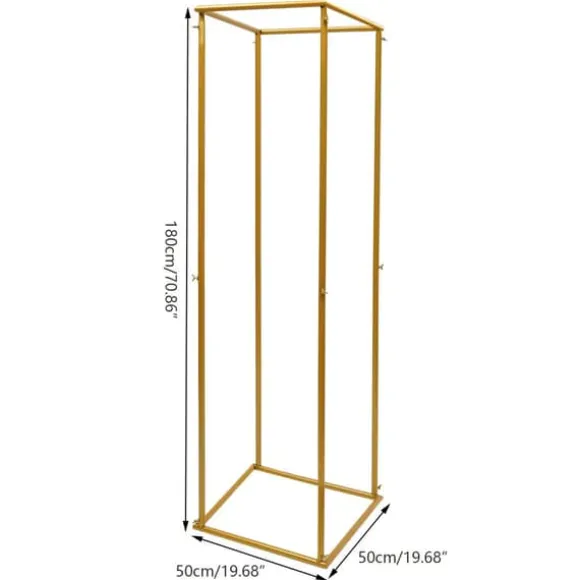 Guld metal blomsterstander, søjle til bryllupsbaggrund & plantehylde, 180 cm
