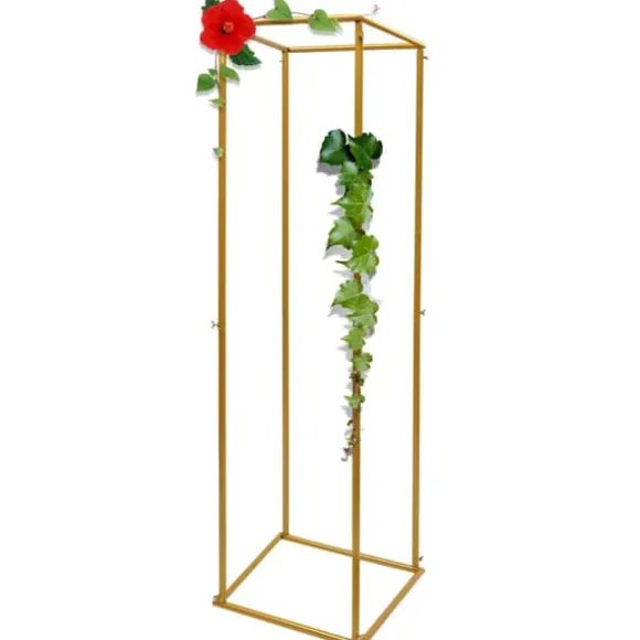 Guld metal blomsterstander, søjle til bryllupsbaggrund & plantehylde, 180 cm