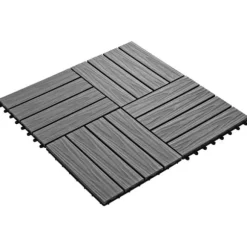 Gulve - Living 11 stk. terrassefliser med prægning 30x30 cm 1 m2 WPC grå