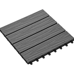 Gulve - Living 11 stk. terrassefliser med prægning 30x30 cm 1 m2 WPC grå