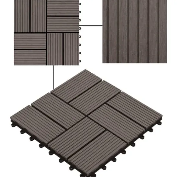 Gulve - Living terrassefliser 22 stk. 30 x 30 cm 2 m2 WPC mørkebrun