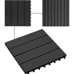 Gulve - Living terrassefliser 22 stk. 30 x 30 cm 2 m2 WPC sort