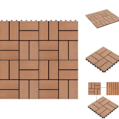 Gulve - Living terrassefliser 11 stk. WPC 30 x 30 cm 1 m2 brun