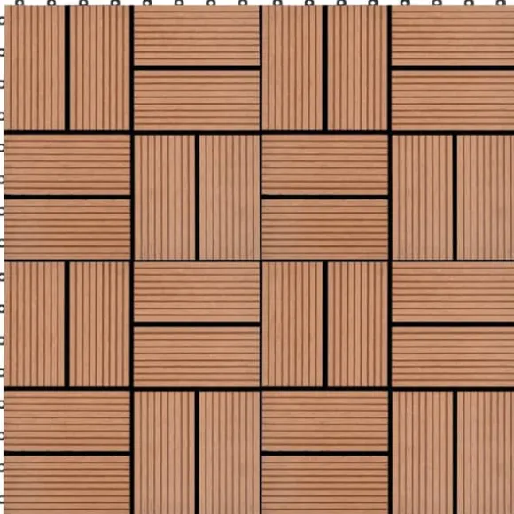 Gulve - Living terrassefliser 11 stk. WPC 30 x 30 cm 1 m2 brun
