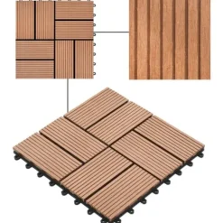 Gulve - Living terrassefliser 11 stk. WPC 30 x 30 cm 1 m2 brun