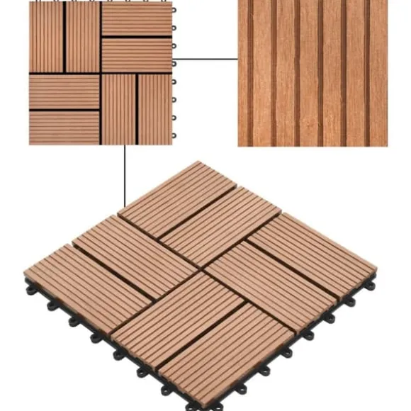 Gulve - Living terrassefliser 11 stk. WPC 30 x 30 cm 1 m2 brun