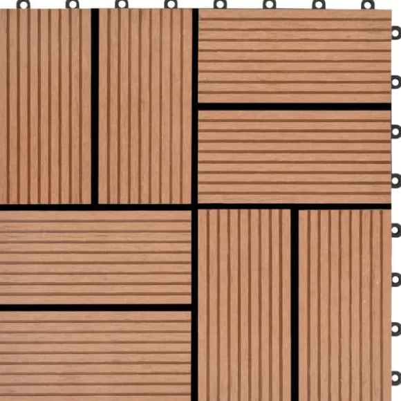 Gulve - Living terrassefliser 11 stk. WPC 30 x 30 cm 1 m2 brun