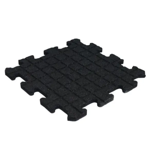 Gummi-puslespilflise med EPDM-toplag 25 mm - Sort (RAL 9004) - Cfl-S1 - Midterstykke