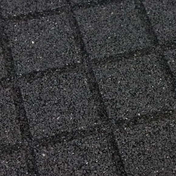 Gummi-puslespilflise med EPDM-toplag 25 mm - Sort (RAL 9004) - Cfl-S1 - Midterstykke