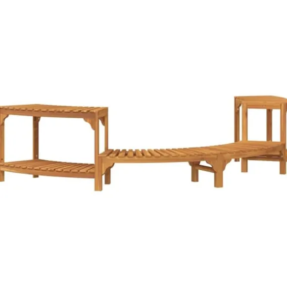 Halvrund udendørs badetub omkreds i solid akacietræ | Størrelse: 252 x 112 x 55.5 cm | Farve: Brun