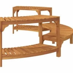 Halvrund udendørs badetub omkreds i solid akacietræ | Størrelse: 252 x 112 x 55.5 cm | Farve: Brun