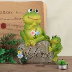 Harpiks Dyr Siddende på Sten Figur Dekoration Græsplæne Have Gårdhave Ornamenter
