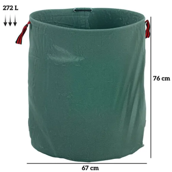 Haveaffaldspose, Kapacitet 272 Liter, Dimensioner Ø67 x 76 cm, Forstærkede Håndtag, Rivestærk, Vandafvisende