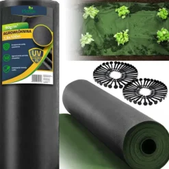 Haveagrotekstil 1,6 m x 100 m 90 g/m2 + 100 Plonos-nåle - sort og grøn