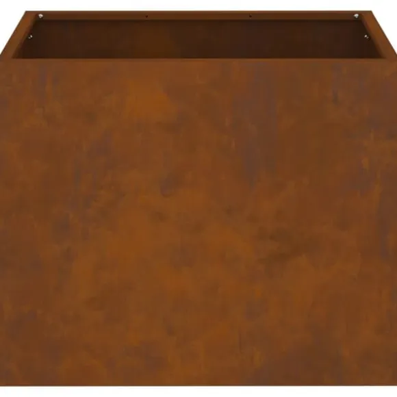 Haveblomsterkrukke i stål - Vejrbestandig | Størrelse: 50x32x40 cm | Farve: Brun