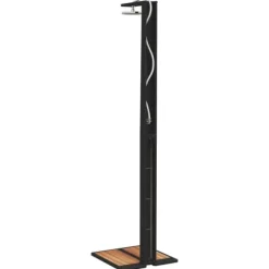 Havebruser i polyrattan med akacietræ - Udendørs bruser | Farve: Sort | Størrelse: 50x55x224 cm