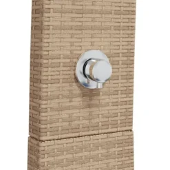Havebruser i polyrattan med akacietræ - Fritstående udendørs bruser | Størrelse: 55x60x224 cm | Farve: Beige