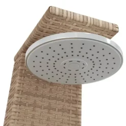 Havebruser i polyrattan med akacietræ - Fritstående udendørs bruser | Størrelse: 55x60x224 cm | Farve: Beige