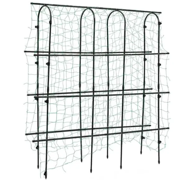 Havebue - Espalier med net - Rustbestandigt stål & PE - Mål 180×30×180 cm - Rør Ø16 mm - Til klatreplanter - Sort