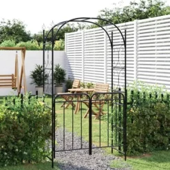 Havebue med låge 108x45x235 cm stål sort - Havebue Med Låge - Havebuer Med Låger - Home & Living