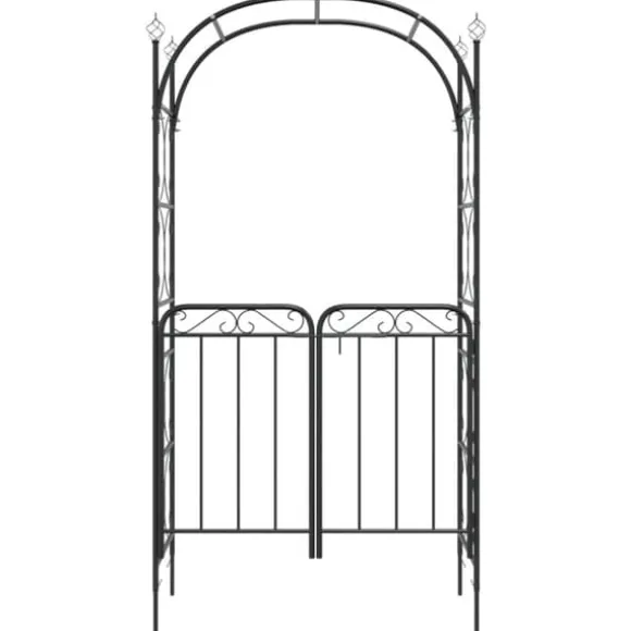Havebue med låge 108x45x235 cm stål sort - Havebue Med Låge - Havebuer Med Låger - Home & Living