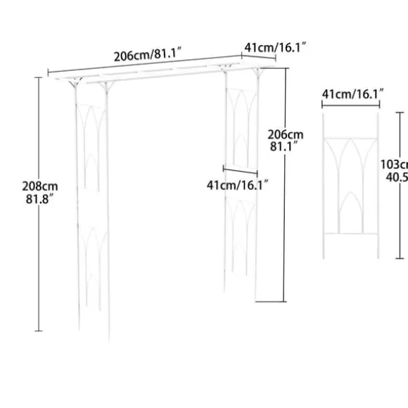 Havebue Pergola - Metalspalier - PVC-belagt ramme - Ekstra robust til udendørs brug - Til klatreplanter og bryllup - Hvid