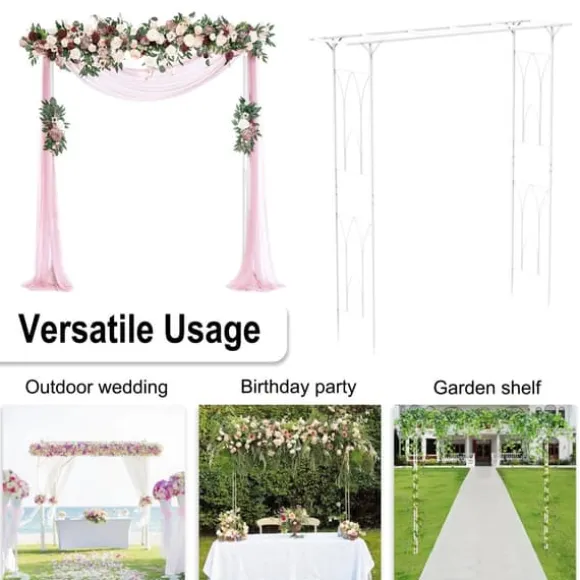 Havebue Pergola - Metalspalier - PVC-belagt ramme - Ekstra robust til udendørs brug - Til klatreplanter og bryllup - Hvid
