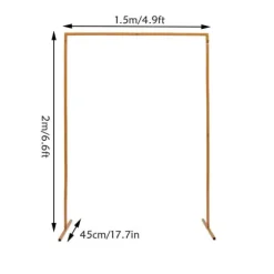 Havebue til bryllup, firkantet metalbue med baser, 6,6 × 4,9 ft, gul, størrelse M