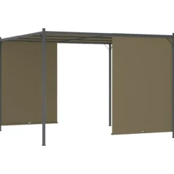 Havebuer, espalierer & pergolaer - Living pergola med tilbagetrækkeligt tag 3x3 m 180 g/m² gråbrun