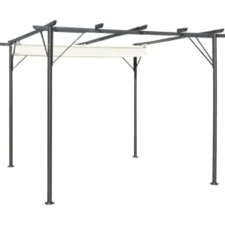 Havebuer, espalierer & pergolaer - Living pergola med tilbagetrækkeligt tag 3x3 m stål cremefarvet