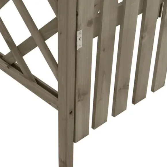 Havebuer, espalierer & pergolaer - Living pergola med låge 116x40x204 cm massivt grantræ grå